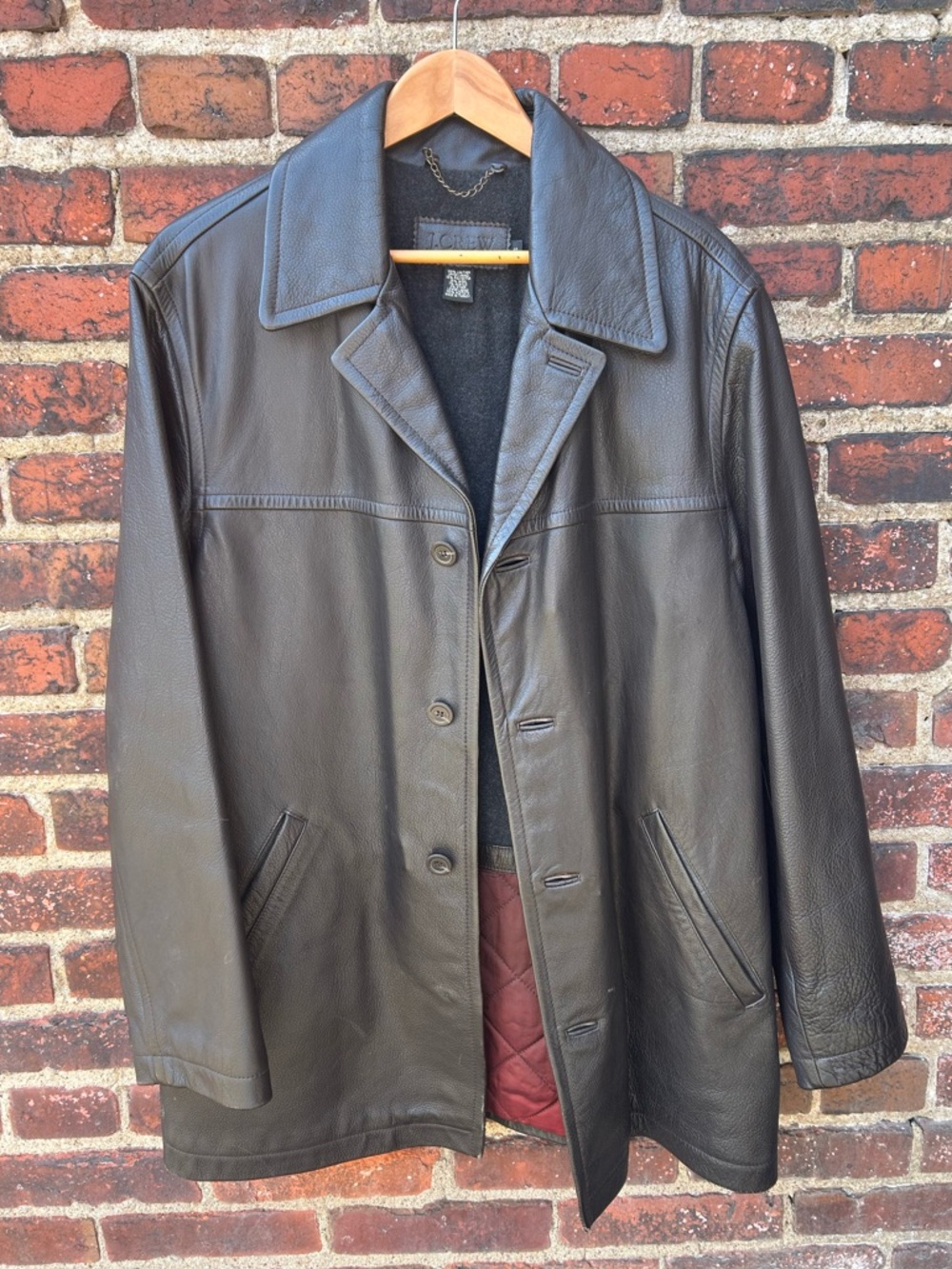 Vintage 1990s 100% Leather J Crew Car Coat - Men’s S